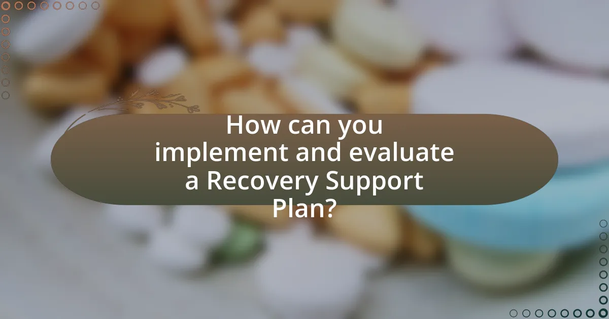 How can you implement and evaluate a Recovery Support Plan?